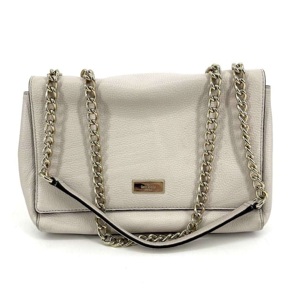 Kate Spade Briar Lane Emelyn Shoulder Bag Bone Putty Pebbled Leather Chain Strap